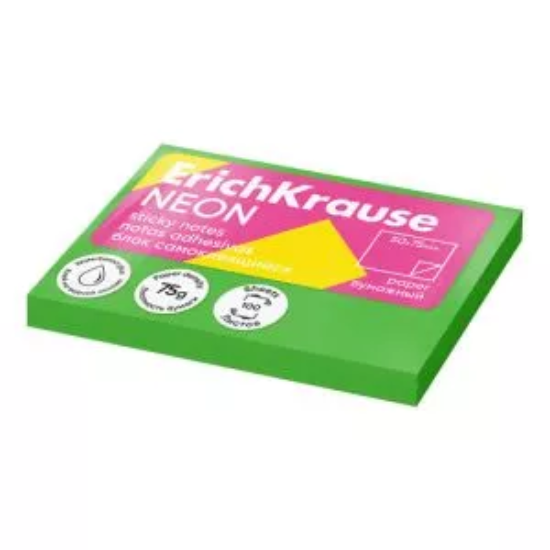 Picture of Erich Krause Sticky Notes - Neon Green 50x75mm 100 Sheets - Model 61692