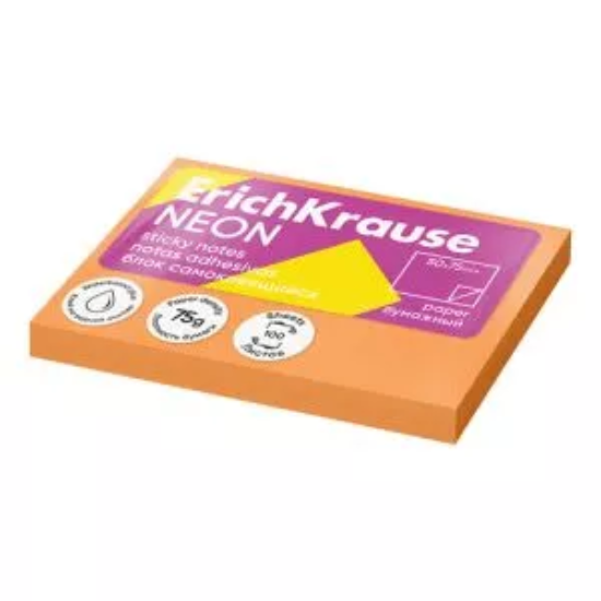 Picture of Erich Krause Sticky Notes - Neon Orange 50x75mm 100 Sheets - Model 61695