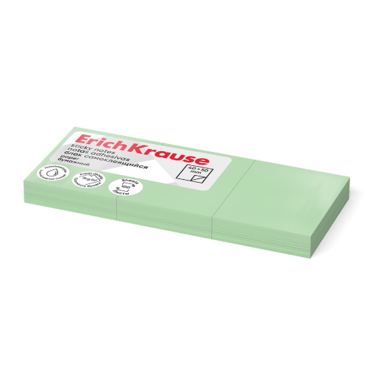 Picture of Erich Krause Sticky Notes - Green 40x50mm Pack of 3 100 Sheets - Model 61706
