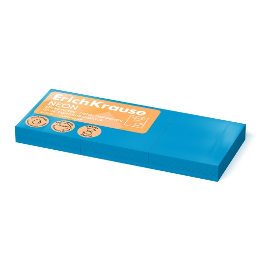 Picture of Erich Krause Sticky Notes - Neon Blue 40x50mm Pack of 3 100 Sheets - Model 61709