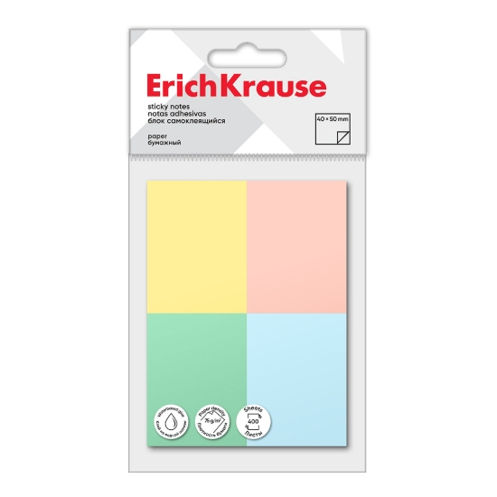 Picture of Erich Krause Sticky Notes - 4 Colors 40x50mm Pack of 4 100 Sheets - Model 61711