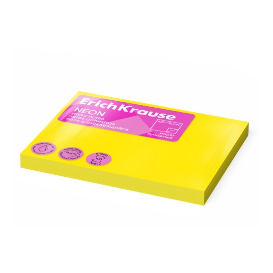 Picture of Erich Krause Sticky Notes - Neon Yellow 75x100mm 100 Sheets - Model 61718