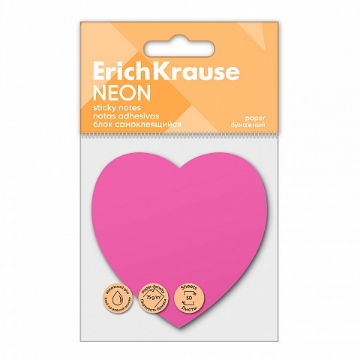 Show details for Erich Krause Sticky Notes - Neon Pink Heart Shape 50 Sheets - Model 61725 Picture of Erich Krause Sticky Notes - Neon Pink Heart Shape 50 Sheets - Model 61725