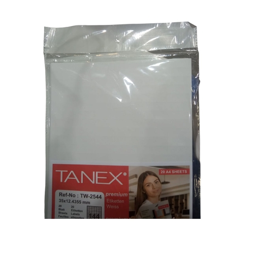 Picture of Computer sticker White 20 sheets 12.4355 x 35 mm / 144 A4 Tanex Model TW2544