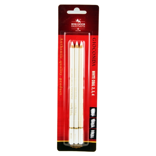 Picture of Set of 3 Gioconda White Charcoal Pencils for Artists (Medium - Soft - Hard) Koh-I-Noor - Model 8812