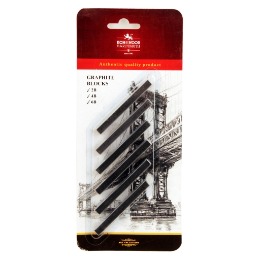 Picture of Koh-I-Noor Charcoal Sticks Set 6 Pieces Graphite Grades ( 2B-4B-6B)