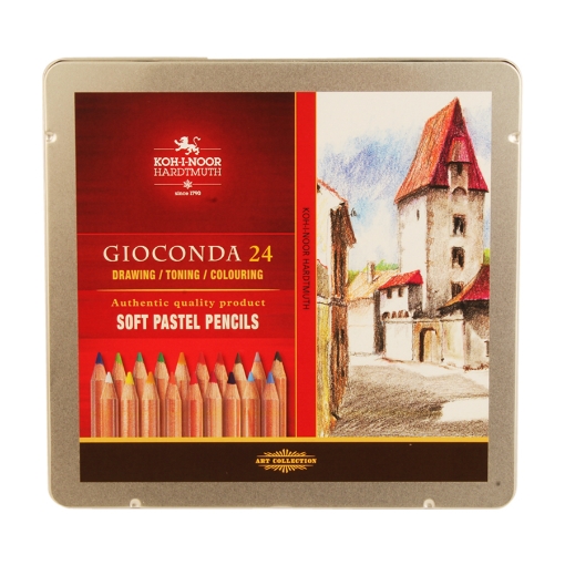 Picture of Gioconda Soft Pastel Pencil Set 24 Colors Tin Box - Koh-I-Noor Model 8828