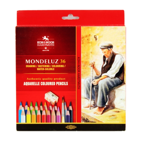 图片 Koh-I-Noor 水溶性色铅笔套装 - 36 色 + 2 支画笔 + 卷笔刀