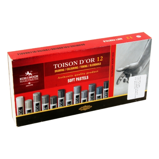 Picture of Toison D'Or Soft Pastel Set - 12 Round Gray Shades - Koh-I-Noor Model 8522 G