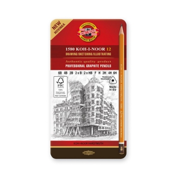 Show details for Koh-I-Noor 12-Piece Triangular Pencil Set, Grades 6B to 6H - Model 1582/12 Picture of Koh-I-Noor 12-Piece Triangular Pencil Set, Grades 6B to 6H - Model 1582/12