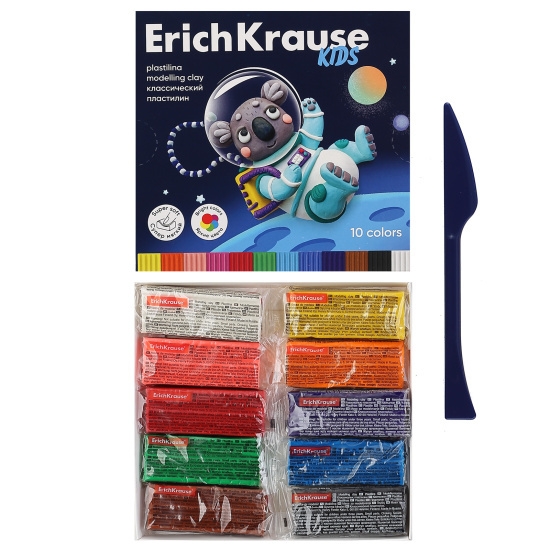 Picture of Erich Krause Colored Clay 10 Pieces with Modeling Tool 180g - Model 61331