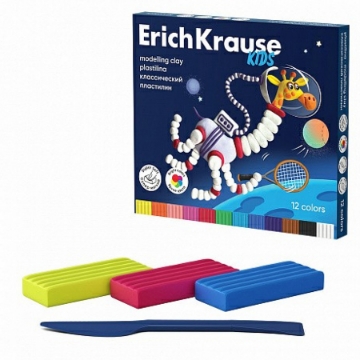 Show details for Erich Krause Colored Clay 12 Pieces with Modeling Tool 216g - Model 61332 Picture of Erich Krause Colored Clay 12 Pieces with Modeling Tool 216g - Model 61332