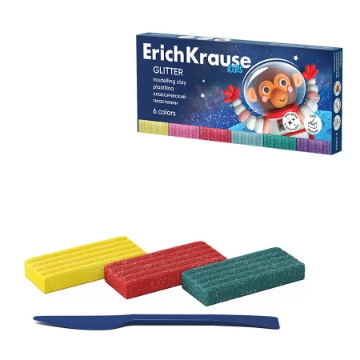 Show details for Erich Krause Glitter Colored Clay with Modeling Tool - 6 Pieces 108g - Model 61337 Picture of Erich Krause Glitter Colored Clay with Modeling Tool - 6 Pieces 108g - Model 61337
