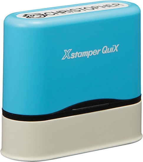 Bild von Rechteckiger Namensstempel Blau 9,5 x 46 mm - X Stamper QuiX QN41Shchihata