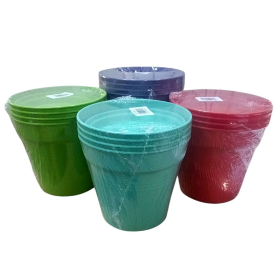 Picture of ستاند وعاء زرع مستدير مع طبق ألوان 15 سم موديل 99039