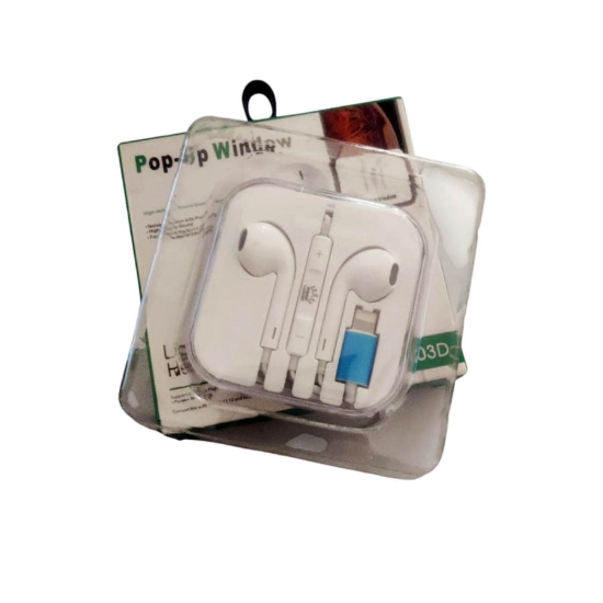 Picture of Pop up White Window Stereo Wired Earphones with Lightning Cable Mic Volume Control Compatible with iPhone 13/12/11/7/8/8plus X/Xs/XR/Xs max/pro/se iPad All iOS System KEENDEX Model KX3048