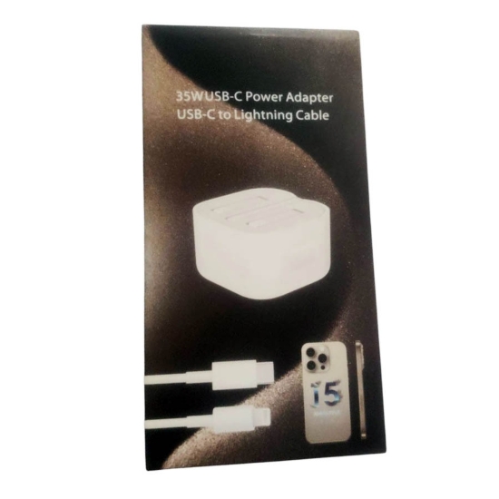 Imagen de Adaptador de corriente 35W USB-C Cable USB-C a Lightning, compatible con reloj, teléfono, tableta, 1 metro, modelo Kendeex KX3483