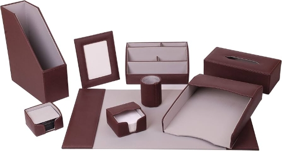 Picture of Office Set Dark Brown Leather 10 Pieces Mintra Model 20512