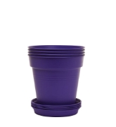 Picture of Colored Round Pot with Plate 13 cm 4 Pieces - 99038