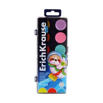Show details for Plastic Watercolor Paint Set – 12 Pastel & Neon Colors + Brush – Erich Krause Model 61364 Picture of Plastic Watercolor Paint Set – 12 Pastel & Neon Colors + Brush – Erich Krause Model 61364
