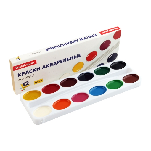 Picture of Aquarelle Watercolor Set - Plastic Case with 12 Colors - Erich Krause Model 50586