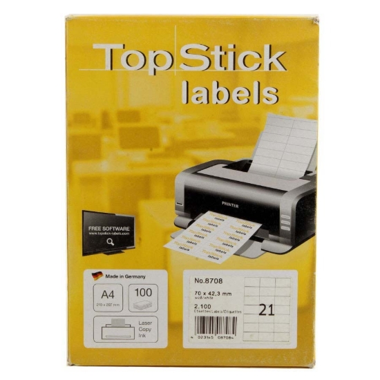 Image de Autocollants pour ordinateur 100 feuilles 2100 autocollants 4,23 × 7 cm A4 top stick Modèle 4462