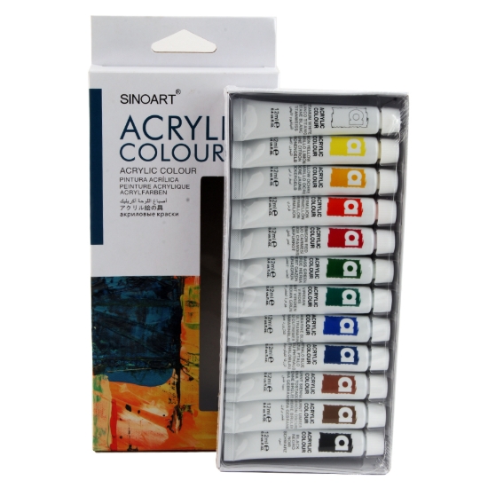 Picture of Sino Art Acrylic Paints, 12 Colors, 12 ml – Model P004