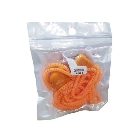 Bild von Intelligentes Kabel 4×1, Spiral-Silikon zum Schutz der Mobiltelefon-Ladeanschlussverbindung + 2 Cartoon-förmige Abdeckungen zum Schutz der Ladeanschlüsse + Kabelbefestigungsclip