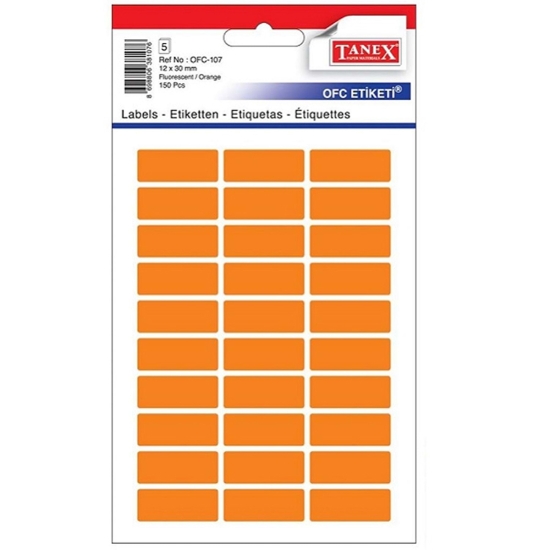 Image de Étiquettes Orange Office, 5 feuilles A5, 30 rectangles par feuille 17 x 12 mm - Tanex OFC-107