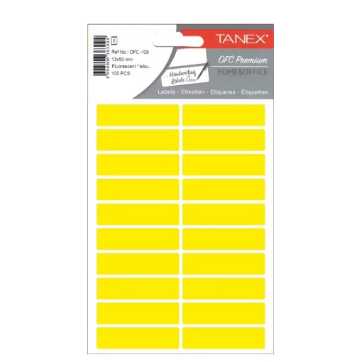 Image de Étiquettes manuscrites jaunes 5 feuilles (50 * 13 mm) A5/20 Tanex Modèle OFC109
