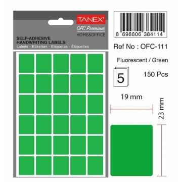 Show details for Green Office Labels 5 Sheets 23 x 19 mm A5 - Tanex OFC-111 Picture of Green Office Labels 5 Sheets 23 x 19 mm A5 - Tanex OFC-111