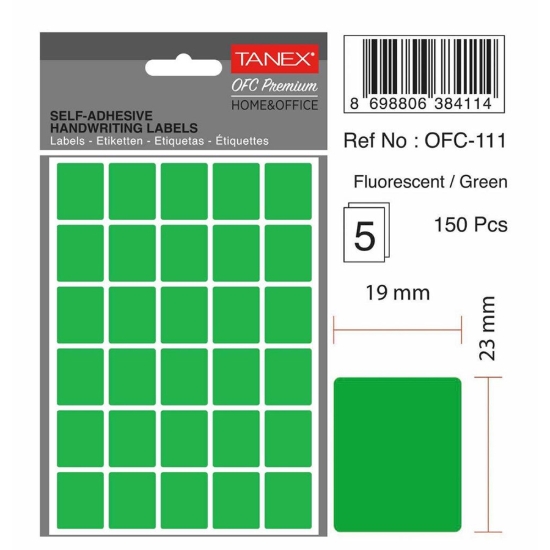 Picture of استيكر مكتبي أخضر 5 ورقات 23 × 19 مم A5 – تانيكس OFC-111