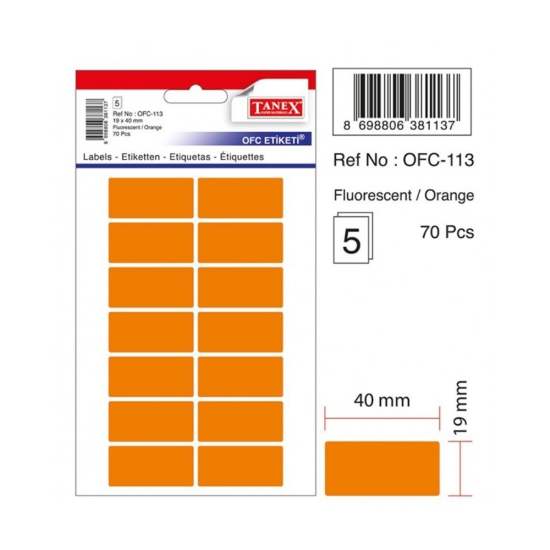 Picture of Round Handwriting Label Orange 5 sheets (40*19 mm) A5/14 Tanex Model OFC113
