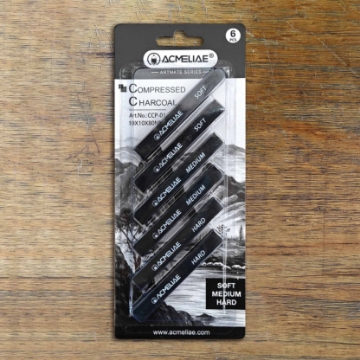 Show details for Acmeliae Compressed Charcoal Sticks – Pack of 6 Sticks (Soft + Medium + Hard Grades) – Model CCP-01 Picture of Acmeliae Compressed Charcoal Sticks – Pack of 6 Sticks (Soft + Medium + Hard Grades) – Model CCP-01