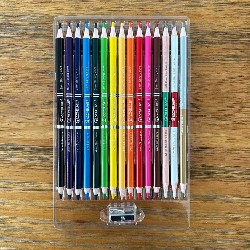 Picture of Acmeliae Round Colored Pencils – (12 Pencils, 24 Colors + Silver & Gold Pencil + Blender Pencil + Burnisher Pencil + Sharpener) – Model 43978