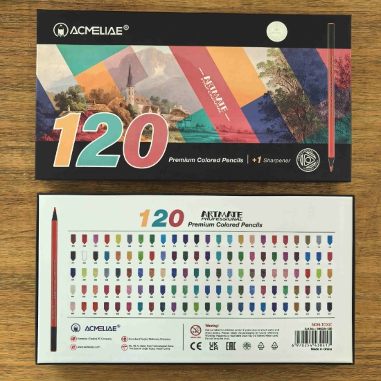 Bild von Acmeliae Dreieckige Farbstifte – 120 Farben + Anspitzer – Modell 9402A-120