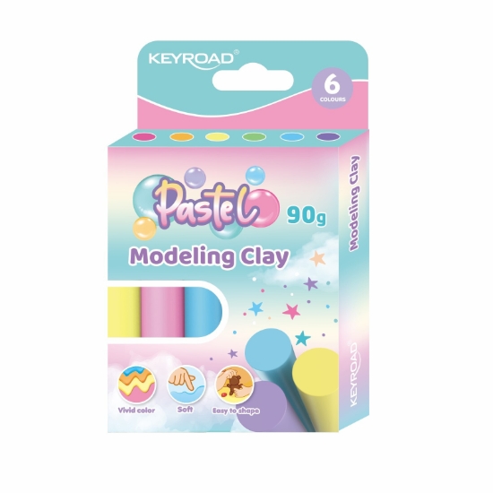 Image de Pâte à modeler Keyroad boîte de 6 pièces couleurs pastel 90g modèle KR972430