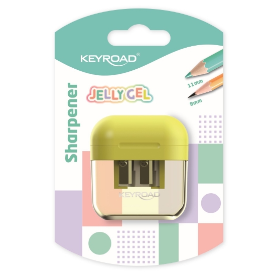 图片 Keyroad果冻双孔削笔器 带储屑盒，吸塑包装，耳机造型 - 型号 KR973103