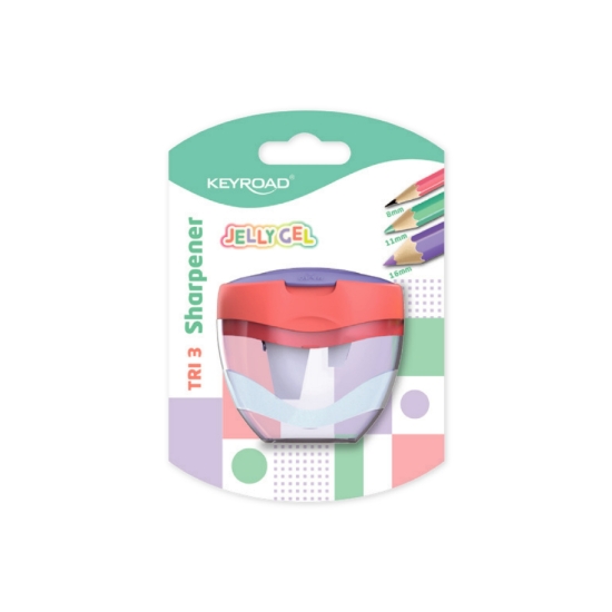 图片 Keyroad 果冻系列双孔削笔器 带储屑盒 单只卡装 – 型号 KR973105