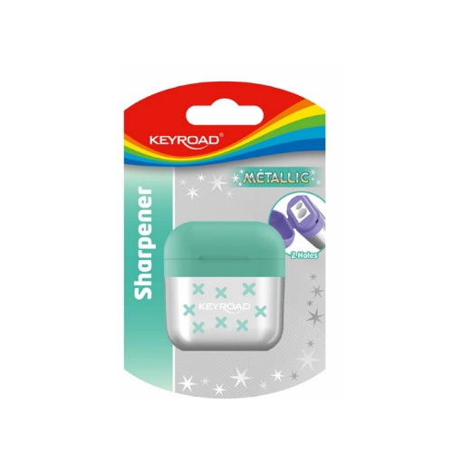 Picture of Keyroad Metallic Dual-Hole Sharpener with Container, Blister Pack, AirPods Shape - Model KR972930