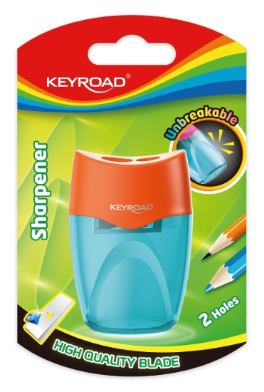 Picture of Keyroad Transparent Sharpener – Dual Hole with Container – Blister Pack, 1 Piece – Model KR972387