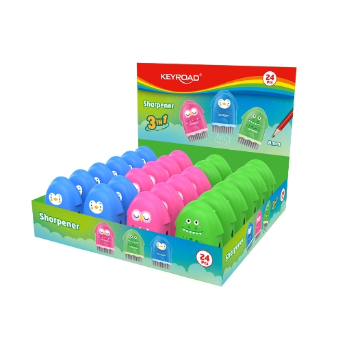 Picture of Keyroad Rocky Sharpener – Single Hole with Container + Eraser + Cleaning Brush – Model KR972128