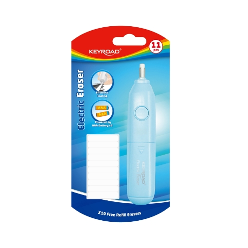 Picture of Keyroad Electric Eraser - Card 1 Piece + 10 Eraser Refills - Model KR972913