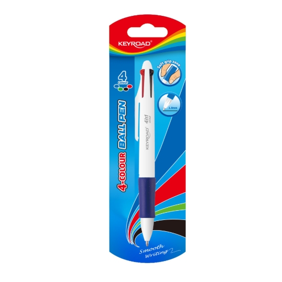 图片 Keyroad 圆珠笔 - 1毫米 橡胶握柄 四种颜色 - 型号 KR972312