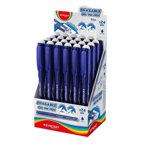 Image de Stylo gel bleu Keyroad avec gomme 0,7 mm - Effaçable - Modèle KR972582