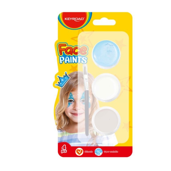Bild von Keyroad Gesichtsbemalung - Karte mit 3 Pastellfarben + Pinsel – Modell KR972891