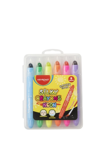 Image de Crayons de Cire Néon Keyroad - 6 Couleurs Boîte Plastique - Modèle KR972941