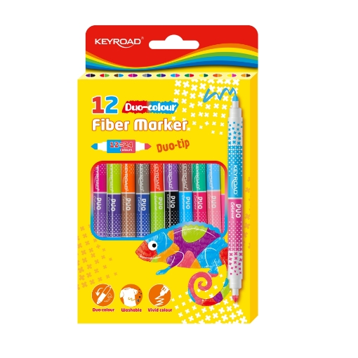 Picture of Keyroad Double-Tip Markers - 12 Pens, 24 Colors - Model KR972435