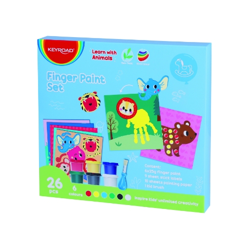 Bild von Keyroad Fingerfarben - Set mit 6 Farben inkl. Pinsel und Zubehör - Modell KR973004