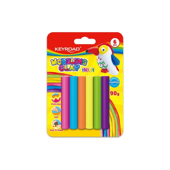 Bild von Keyroad Neonfarbene Knetmasse – 90g Schachtel mit 6 Stangen – Modell KR972234
